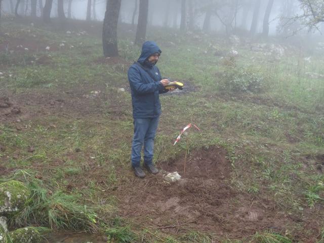 Fig. 3. Rilievo della posizione di una piantina mediante GPS